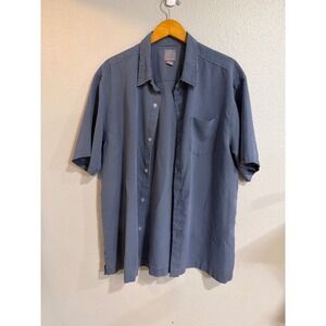 Quiksilver Button Down Shirt Mens XL Blue Micro Check Short Sleeve Surf Y2K